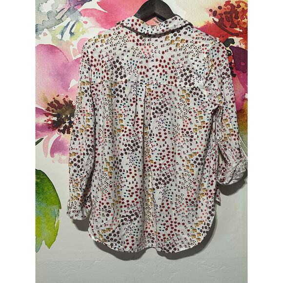 Jane and Delancey Shirt - Flowered Summer shirt long sleeve or short - size L - Picture 2 of 7